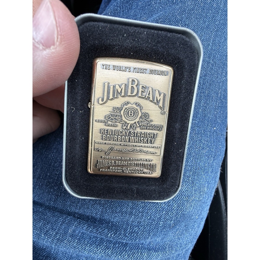 Zippo Jim Beam Brass Lighter 2006 Kentucky Bourbon w Tin Case USA